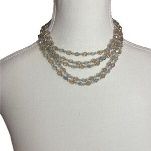 Vintage Vendome Aurora Borealis Crystal Necklace - Signed Mid Century AB Beads